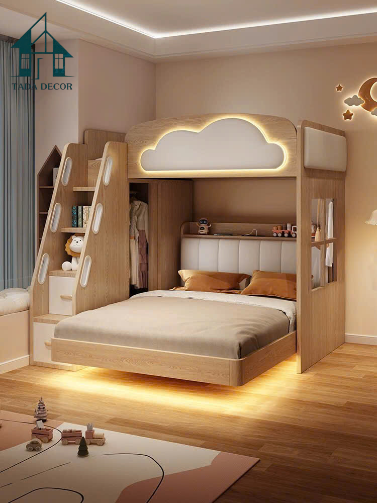 giường tầng có đèn LED hiện đại