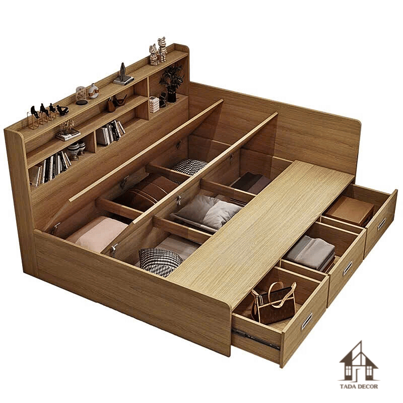 giường ngủ kệ sách trang trí