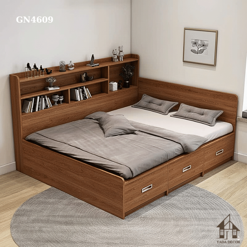 giường ngủ kệ sách trang trí
