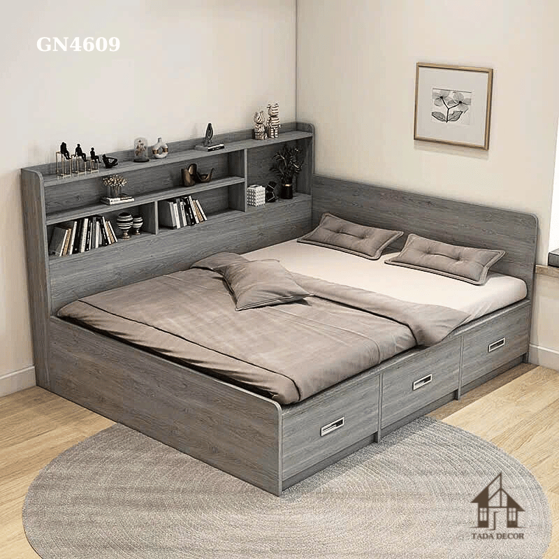 giường ngủ kệ sách trang trí
