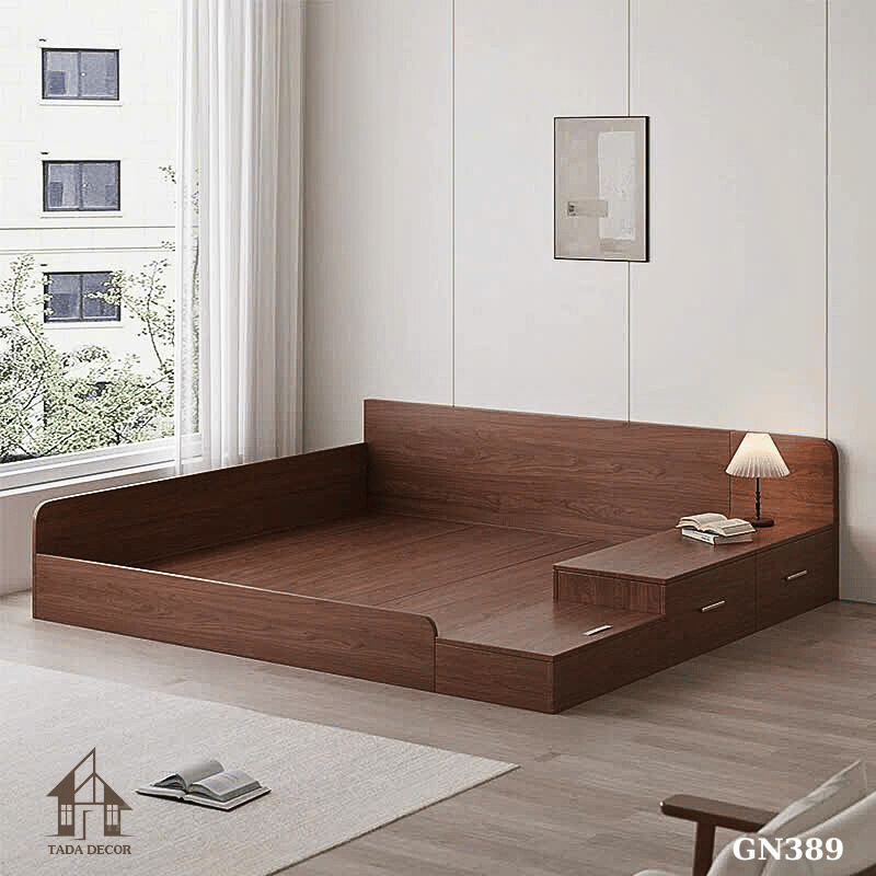giường ngủ gỗ tủ kéo cạnh
