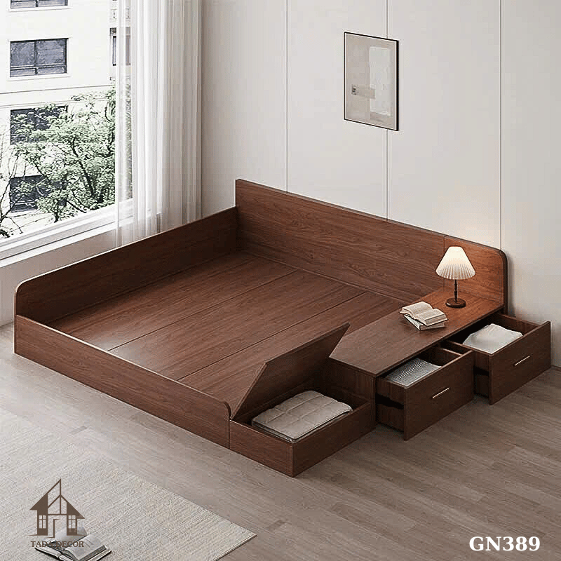 giường ngủ gỗ tủ kéo cạnh