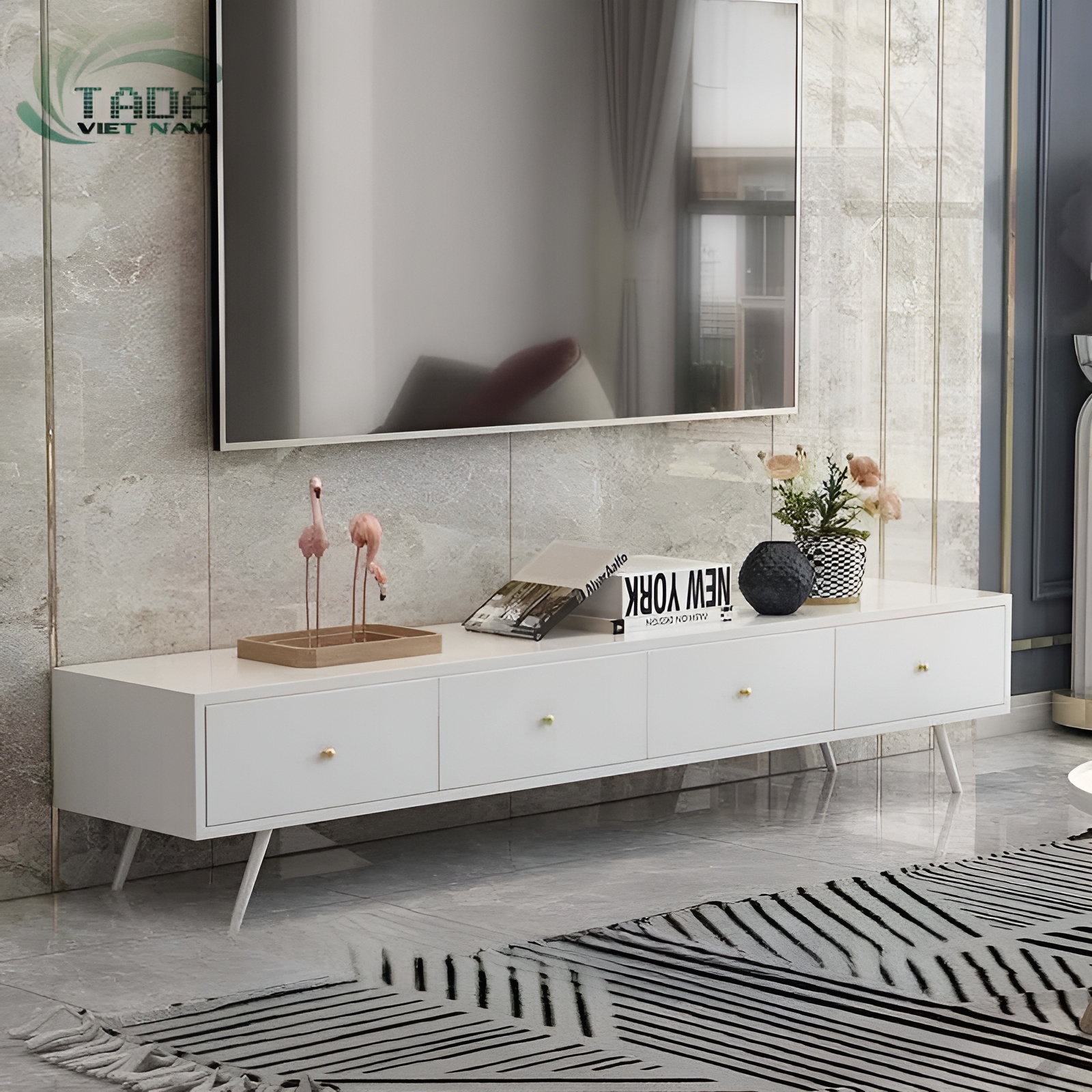 KỆ TIVI GỖ ĐỂ SÀN PHONG CÁCH BẮC ÂU TD671