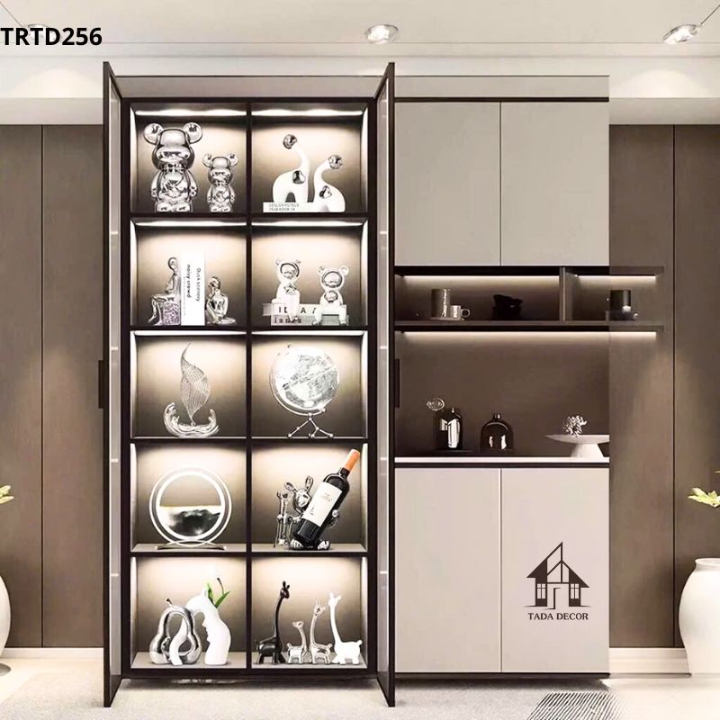 Chi tiết tủ trưng bày rượu TRTD256 đèn LED và kệ rượu