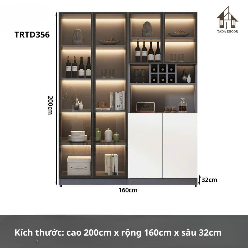 Không gian phòng khách nổi bật với tủ rượu TRTD356