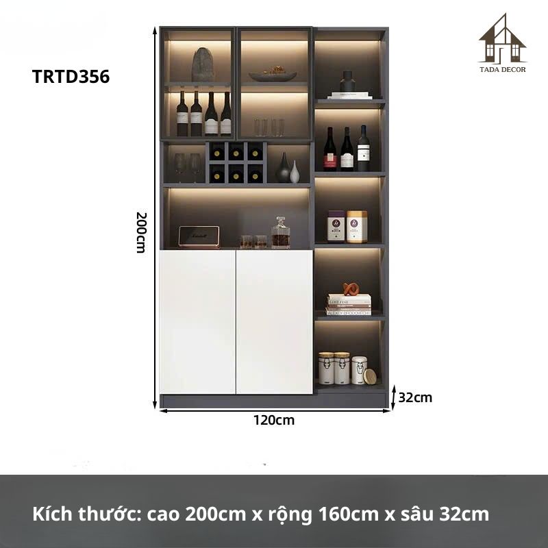 Góc chi tiết cánh tủ TRTD356 phối kính và gỗ MDF