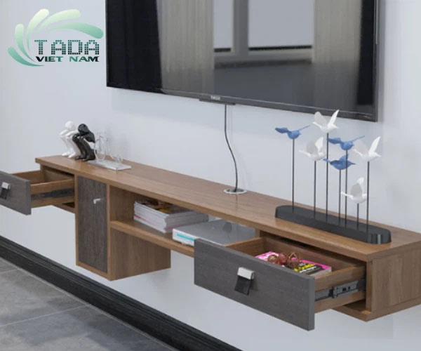 Mẫu kệ tivi đẹp 2 ngăn kéo kết hợp cánh mở