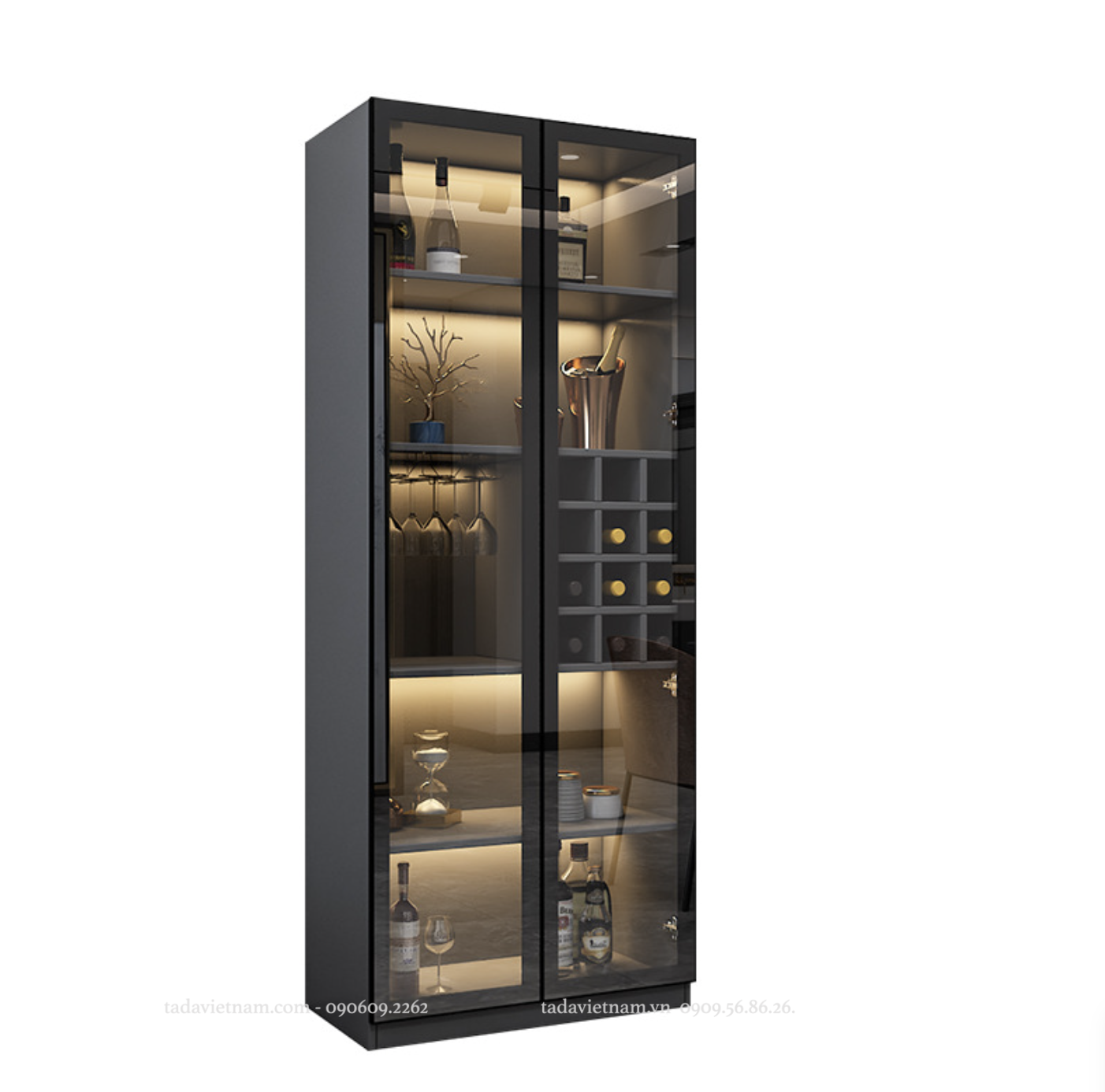 Tủ rượu cánh nhôm kính
