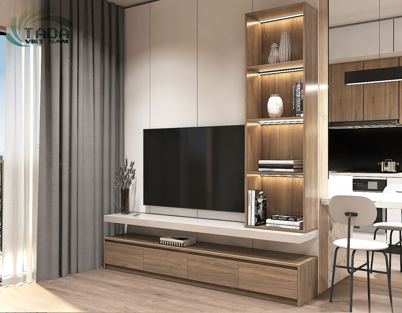 Kệ Tivi Kết Hợp Mảng Tường Hiện Đại TVMT2