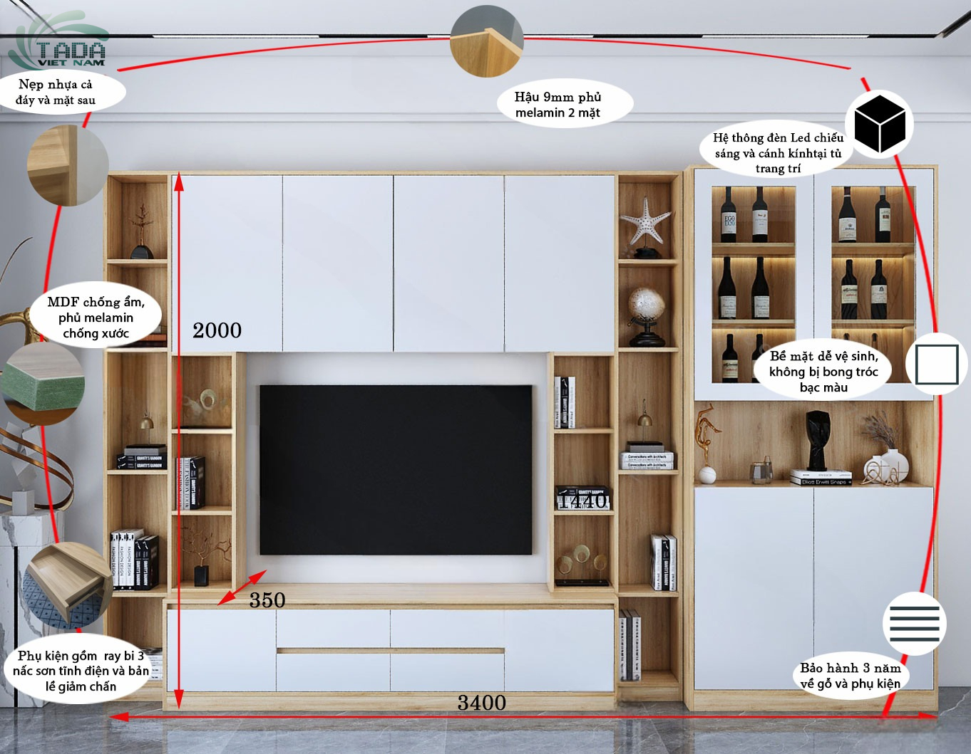 Nâng Cao Thẩm Mỹ Phòng Khách: Tủ Trang Trí và Kệ TV Độc Đáo TVMT3