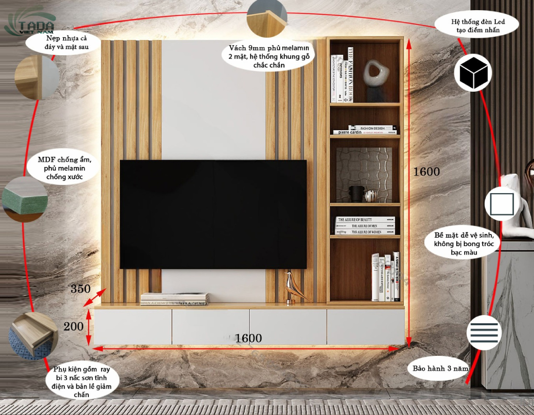 Khám Phá Sự Kết Hợp giữa Mảng Tường và Kệ TV TVMT5