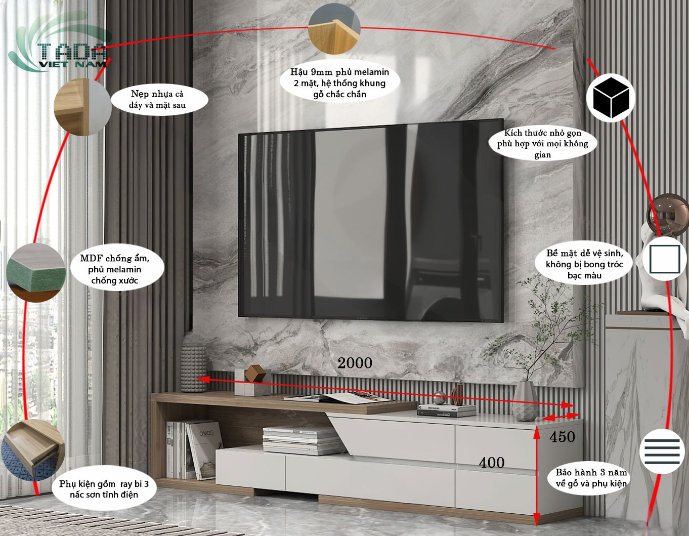 Kệ TV Gọn Gàng, Hiện Đại: Sự Hoàn Hảo Trong Thiết Kế Nội Thất TDTV105