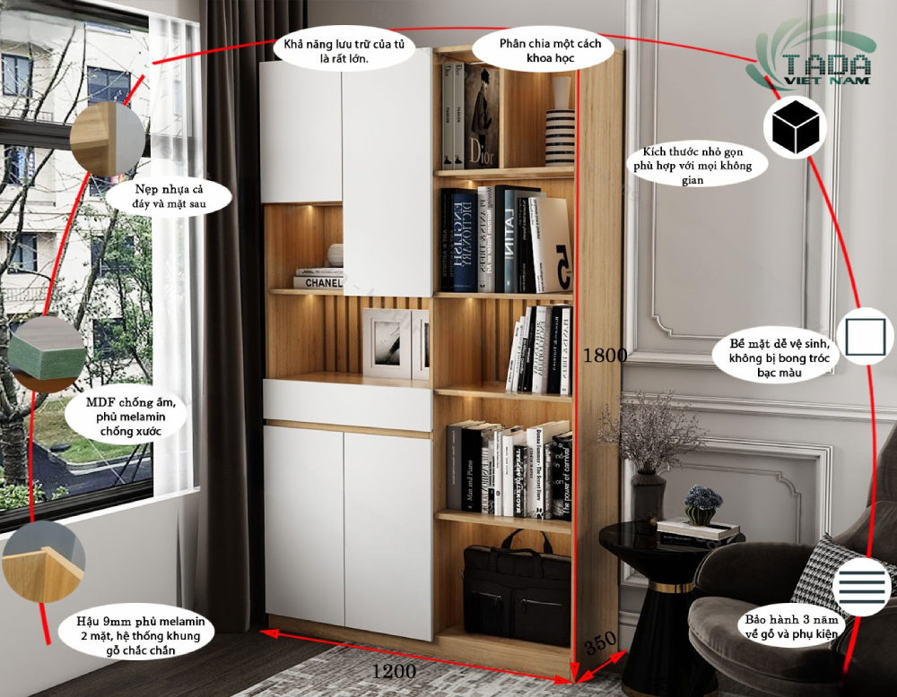 Kệ Sách Trang Trí - Tổ Chức Và Trang Trí Cho Phòng Ngủ, Thương hiệu TaDa Việt Nam TDKS17