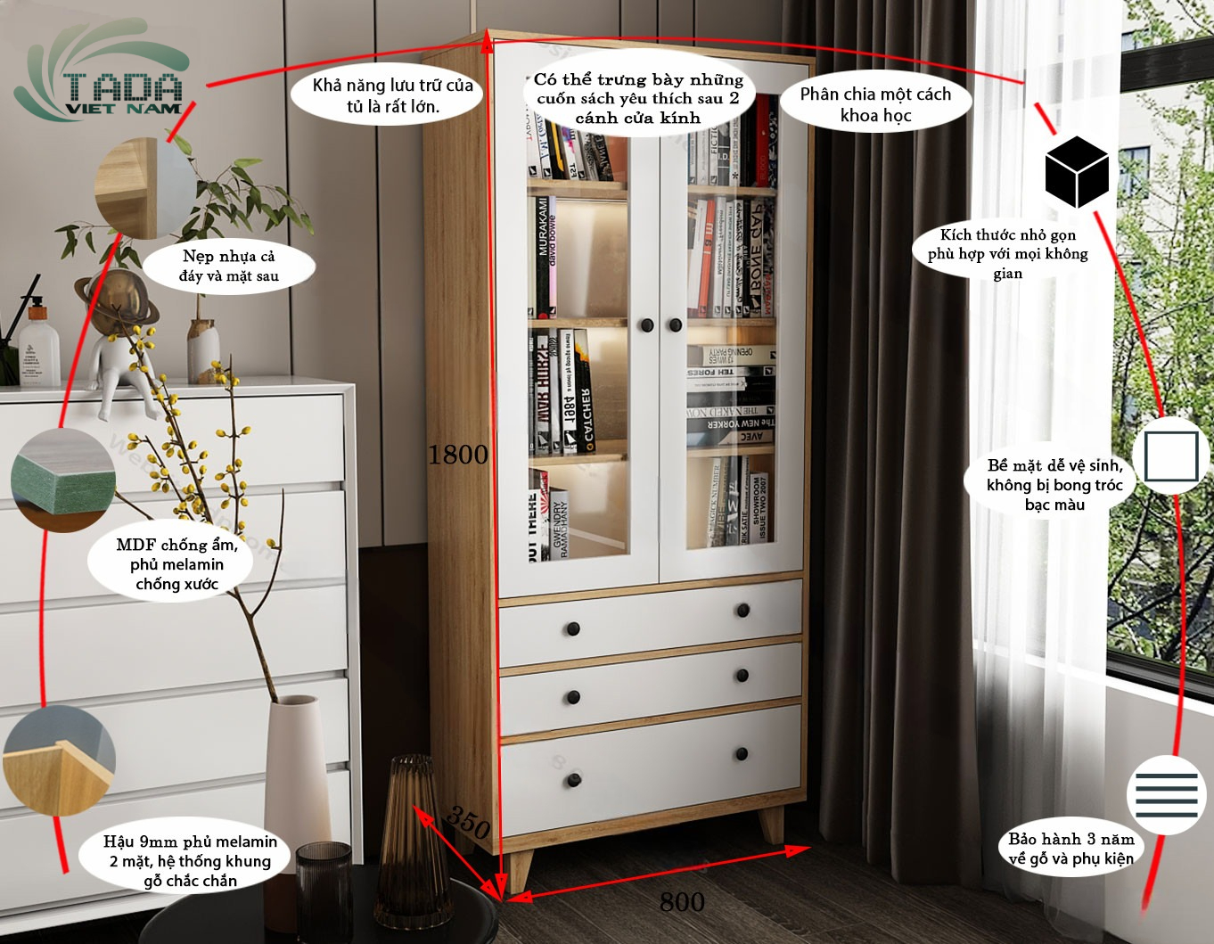 Tạo Nên Không Gian Trang Nhã với Kệ Sách Đẹp Đẽ, Thương hiệu TaDa Việt Nam TDKS19