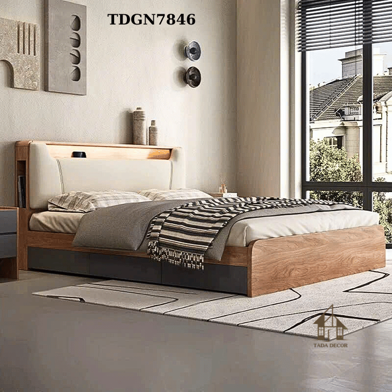 giường ngủ gỗ có kệ đựng đồ