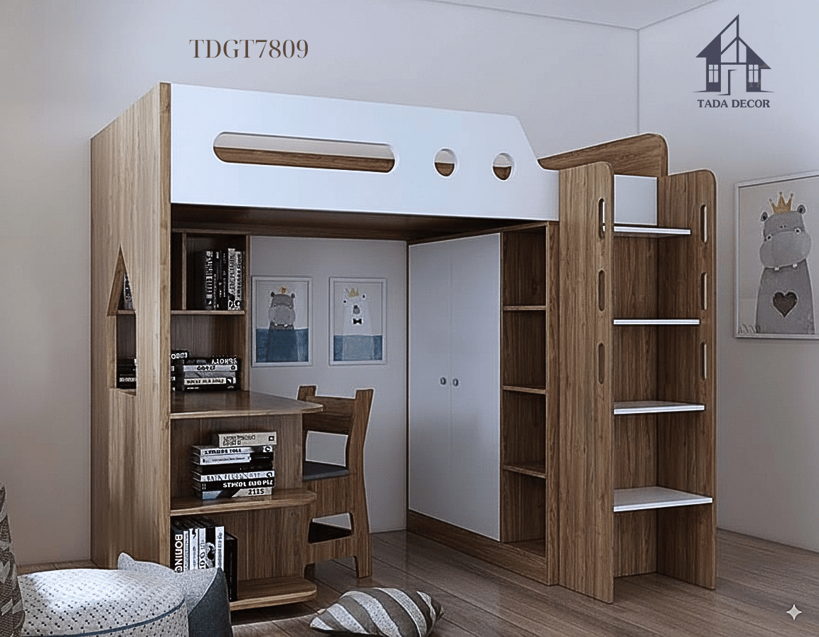 Giường tầng có bàn học