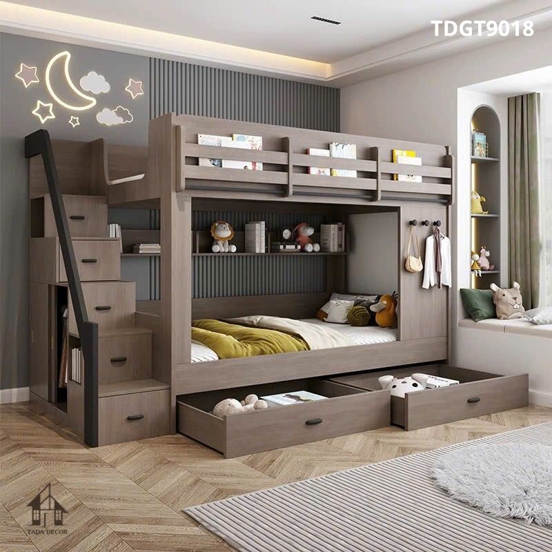 Giường tầng cho bé thiết kế an toàn, chắc chắn TDGT9018