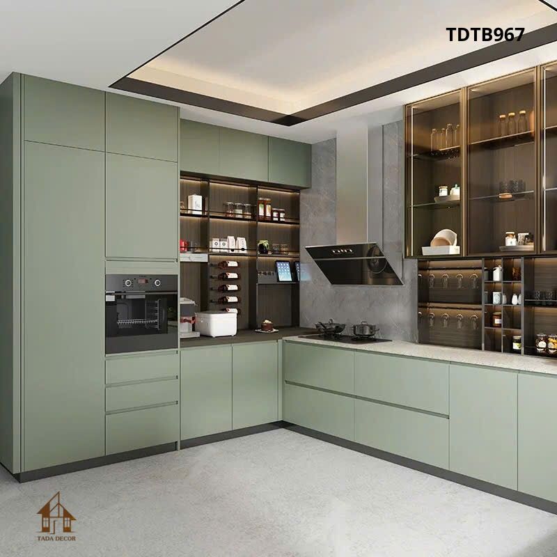 Quầy bar bếp bằng gỗ MDF đồng bộ với tủ bếp TDTB967