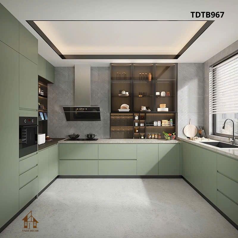 Không gian bếp sang trọng với tủ bếp gỗ đẹp MDF