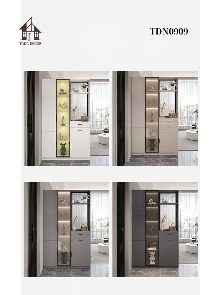 Cận cảnh chi tiết tủ đa năng TDN0909 với ngăn trưng bày tinh tế