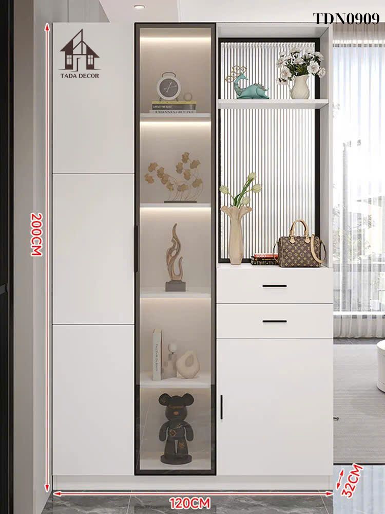 Cận cảnh chi tiết tủ đa năng TDN0909 với ngăn trưng bày tinh tế