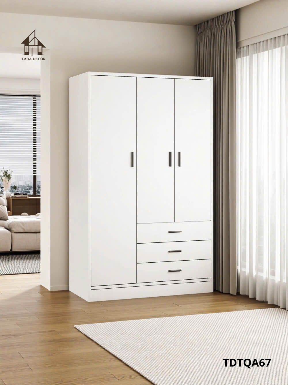 Tủ quần áo gỗ công nghiệp TDTQA67 thiết kế hiện đại cho phòng ngủ