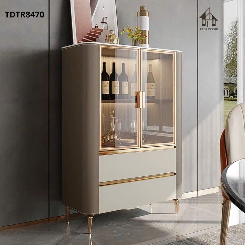 Thiết kế tủ rượu cánh kính gỗ MDF chống ẩm