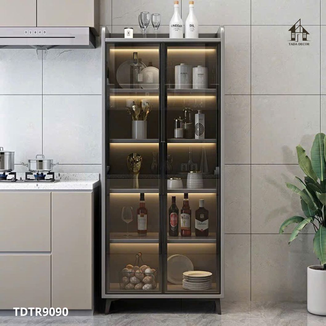 Tủ đựng rượu TDTR9090 khung chắc chắn kính trong suốt kết hợp đèn LED ấm