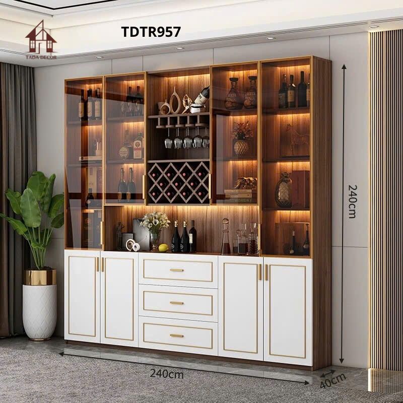 Tủ kính đựng rượu TDTR957 tích hợp đèn LED trưng bày rượu vang cao cấp