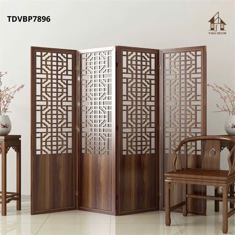 Vách ngăn bình phong CNC họa tiết cổ điển sang trọng cho phòng khách