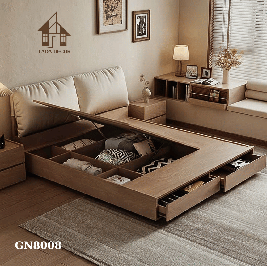 giường ngủ có tủ kéo đựng đồ