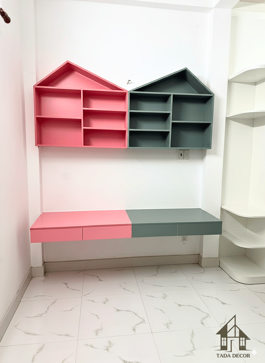 Giá để sách kết hợp bàn học