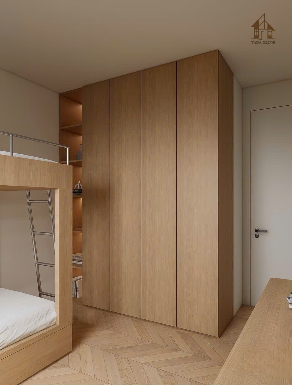 Combo nội thất phòng ngủ hiện đại gồm giường tầng, bàn học và tủ quần áo TADA Việt Nam