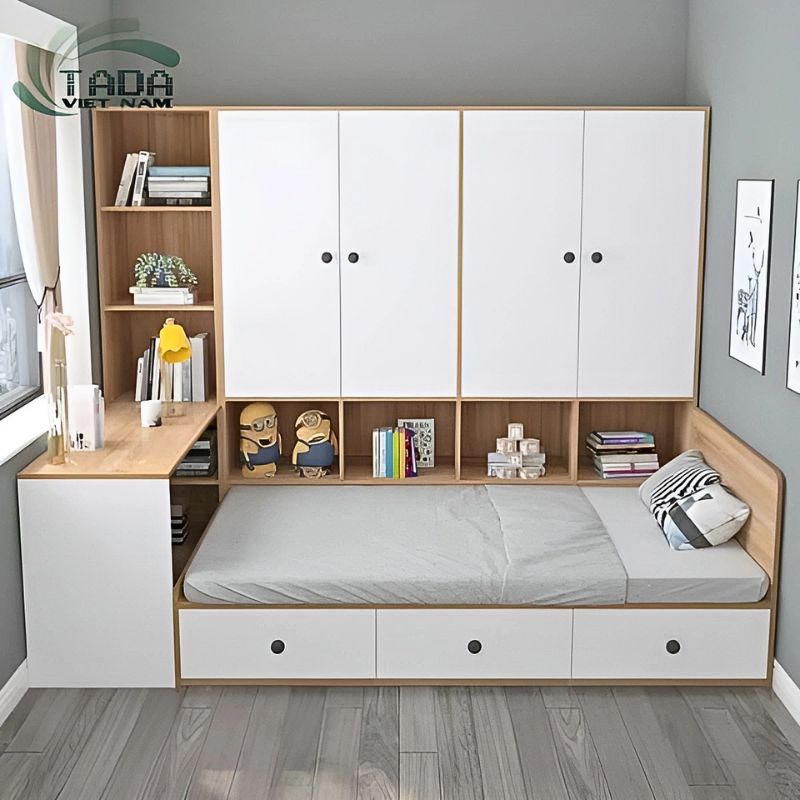 Giường ngủ liền tủ phòng ngủ master phong cách tối giản