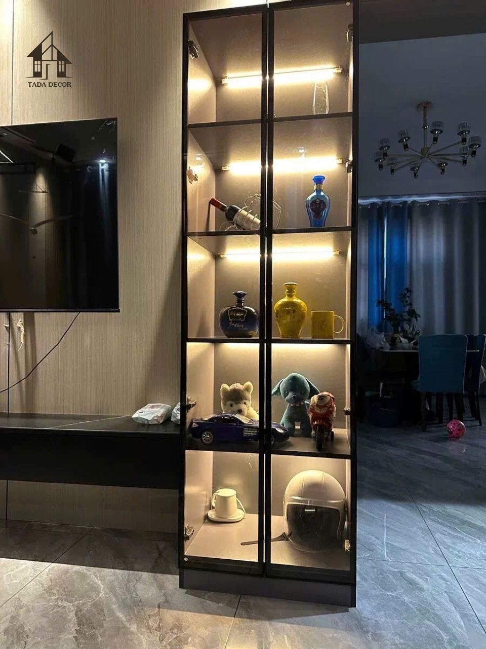 Mẫu tủ rượu đẹp hiện đại thiết kế theo không gian phòng khách