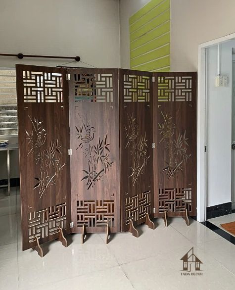 Vách ngăn bình phong di động TADA TD959 kiểu vân sồi hiện đại tại công trình Hà Đông