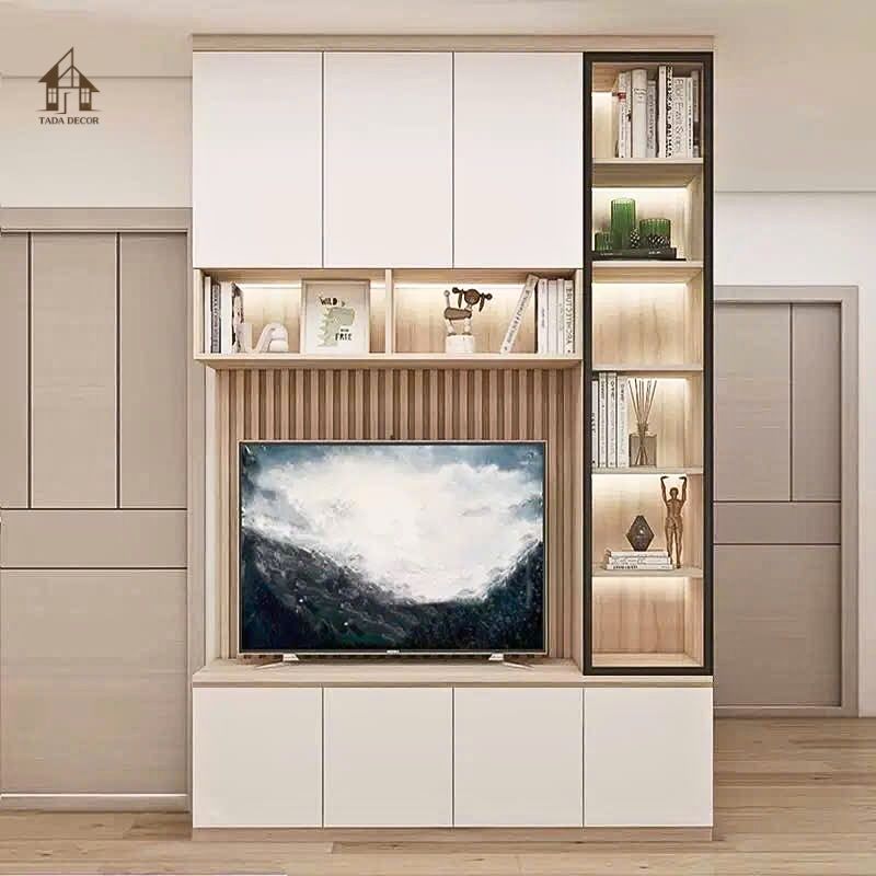 Kệ tivi CBPK607 thiết kế sang trọng phối hợp tủ trưng bày tiện ích