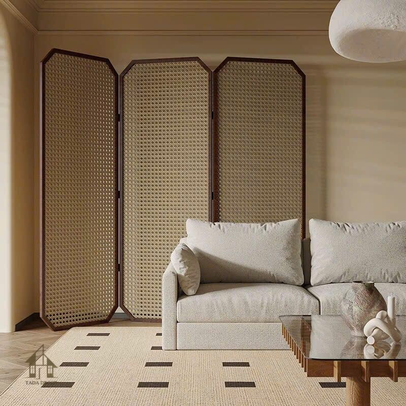 Chi tiết đan thủ công tinh xảo của vách mây mắt cáo cách điệu VBP649