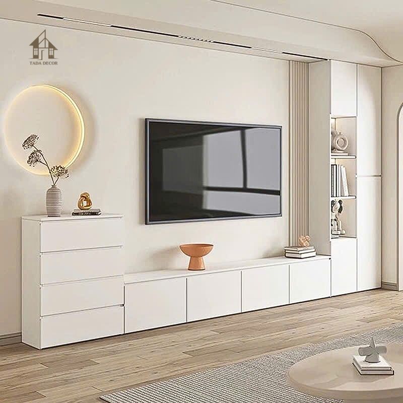 Kệ tivi kết hợp tủ trang trí KTV809 màu trắng thanh lịch