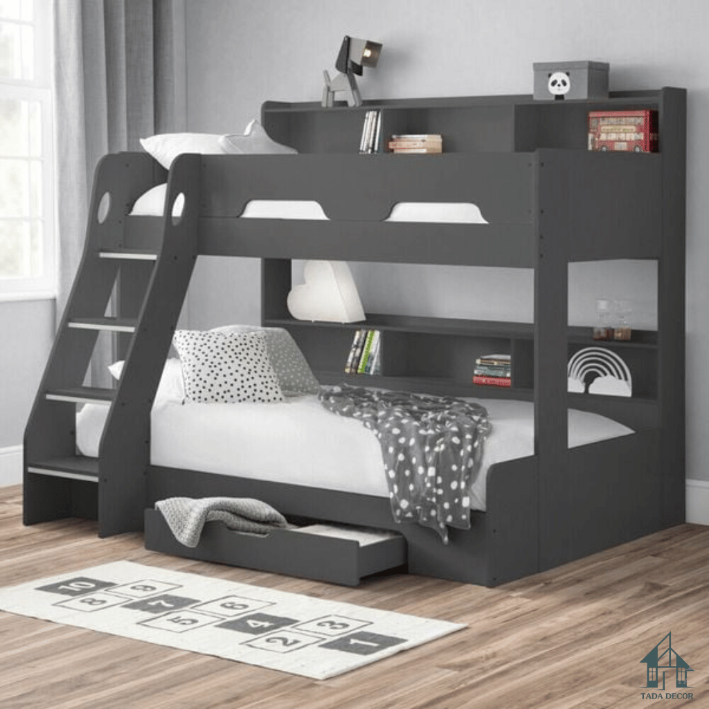 Giường 2 tầng kết hợp kệ trang trí