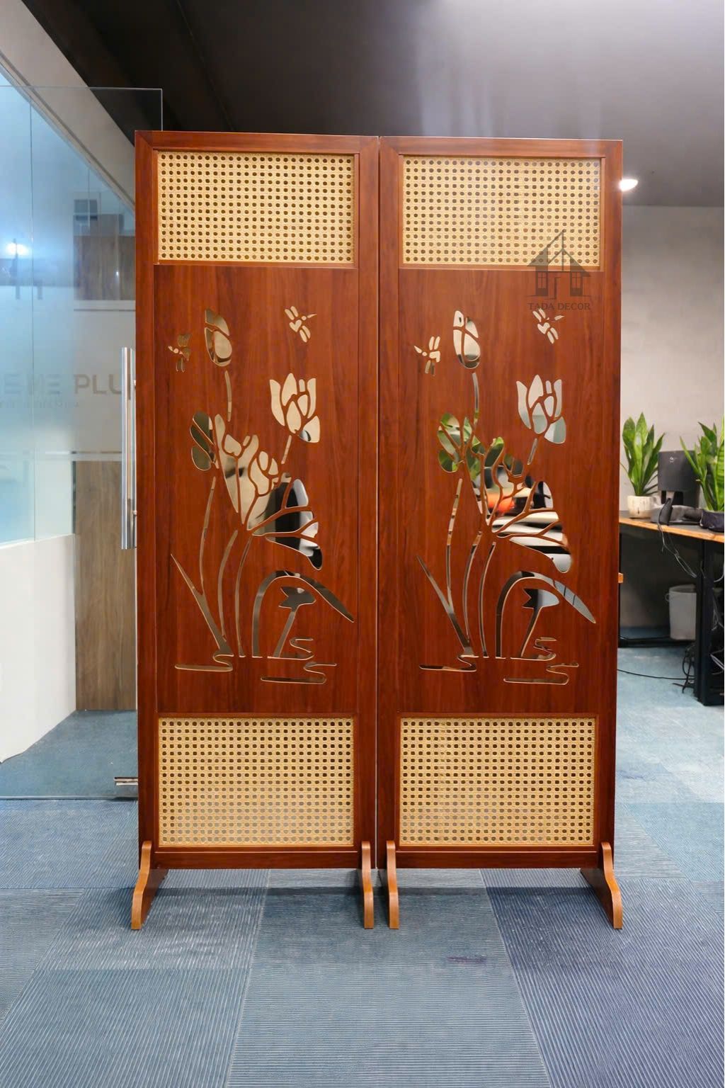 Mẫu vách ngăn CNC gỗ MDF làm bình phong trang trí phòng khách