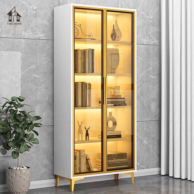 Mẫu tủ rượu đẹp cánh kính MDF trưng bày rượu vang