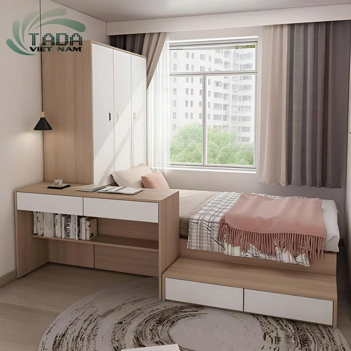 tủ quần áo liền giường gỗ công nghiệp cao cấp hiện đại