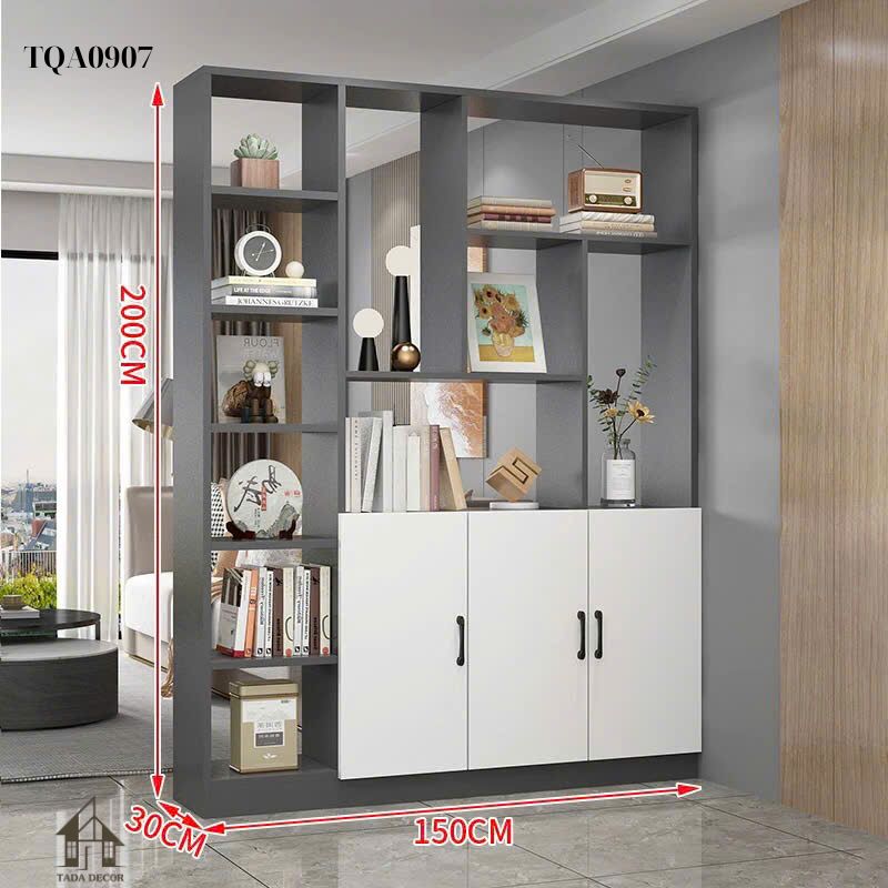 Tủ đa năng phối tủ trưng bày rượu TDN0907 thiết kế hiện đại, sang trọng cho phòng khách.