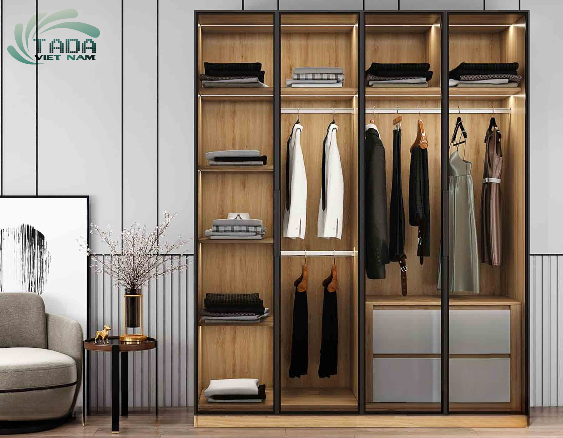 Tủ Quần Quần Áo Hiện Đại - Nét Đẹp Mê Hoặc với Cánh Kính TDTA18