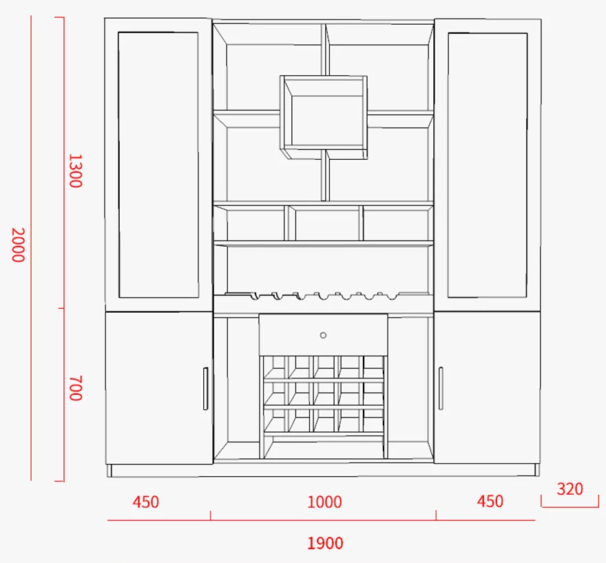 TỦ RƯỢU KẾT HỢP LED KHUNG GỖ CÁNH KÍNH PHÒNG KHÁCH SANG TRỌNG TDTR1