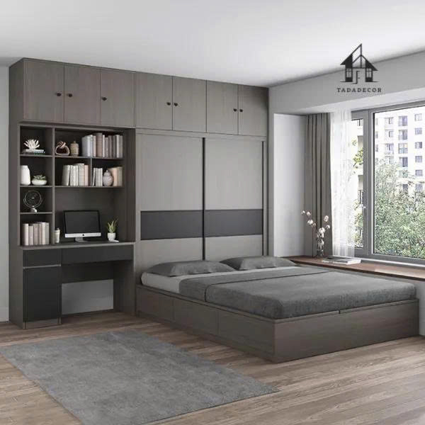 tủ quần áo liền giường gỗ công nghiệp cao cấp hiện đại