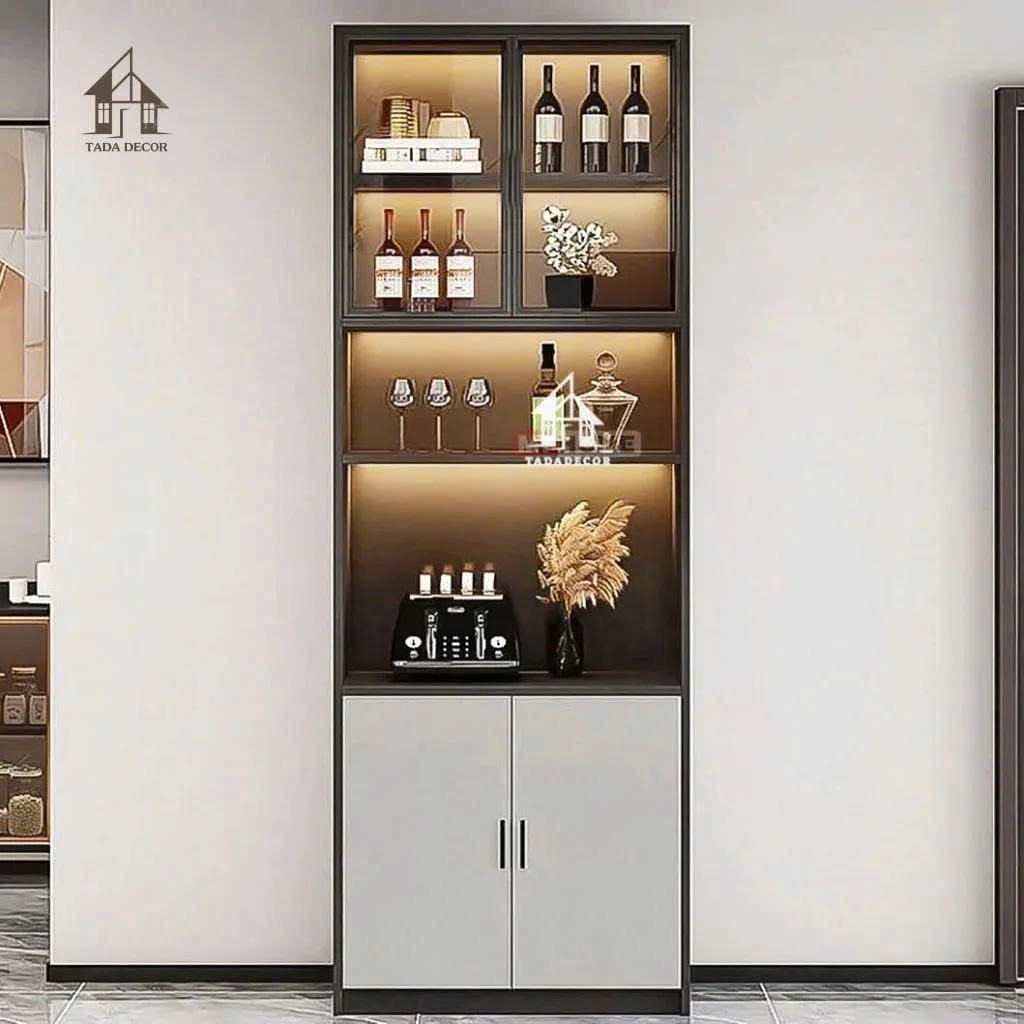 tủ rượu gỗ phòng khách đẹp tối ưu không gian