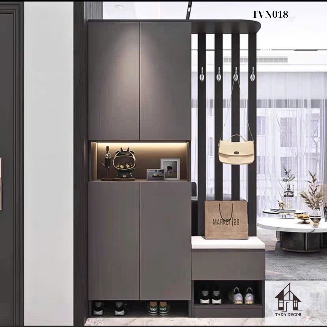 Tủ ngăn phòng kèm tue đựng giày