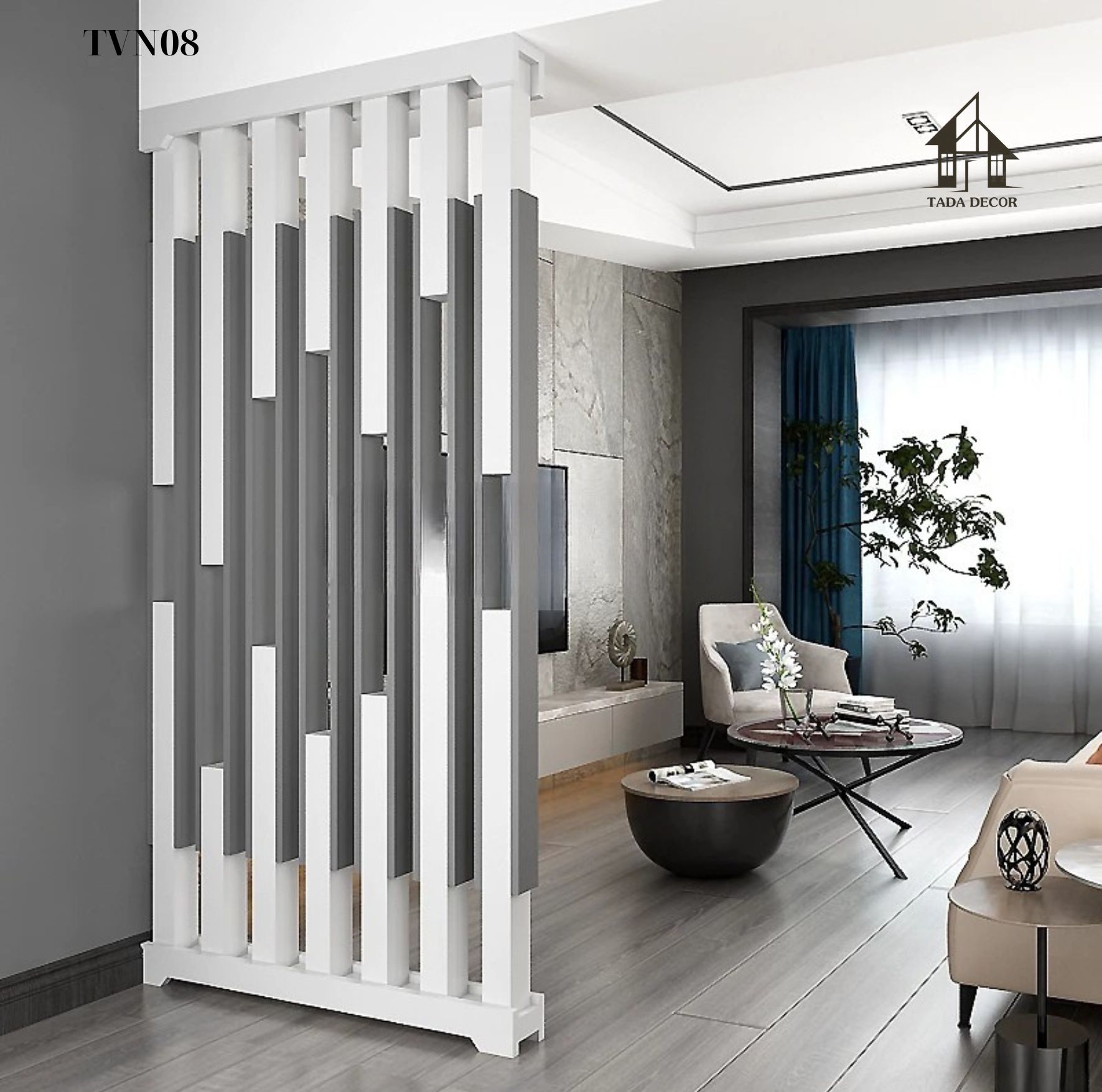 Tủ ngăn cách điệu các nan xen kẽ